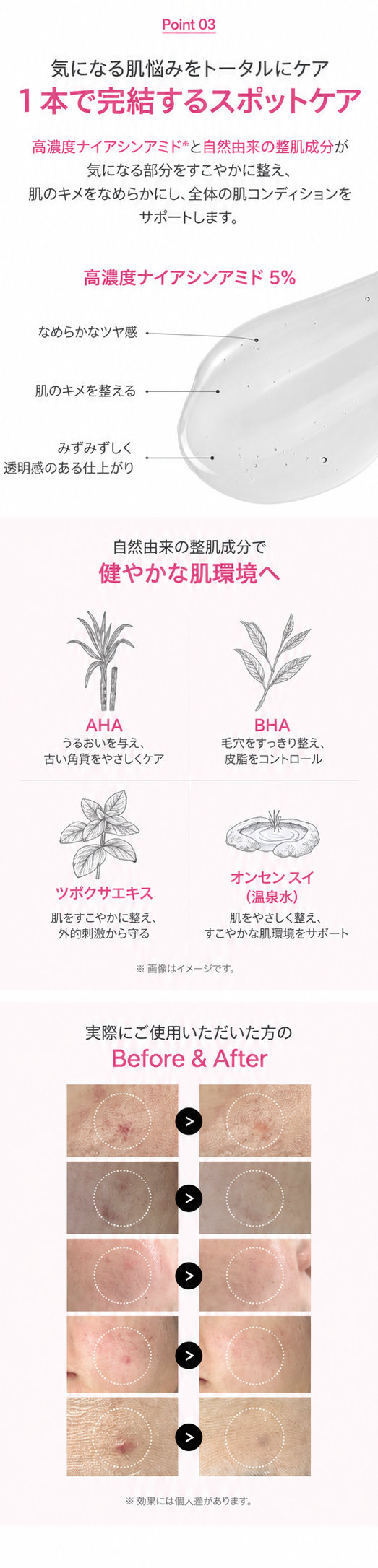赤みや皮脂が気になる部分のピンポイントケア